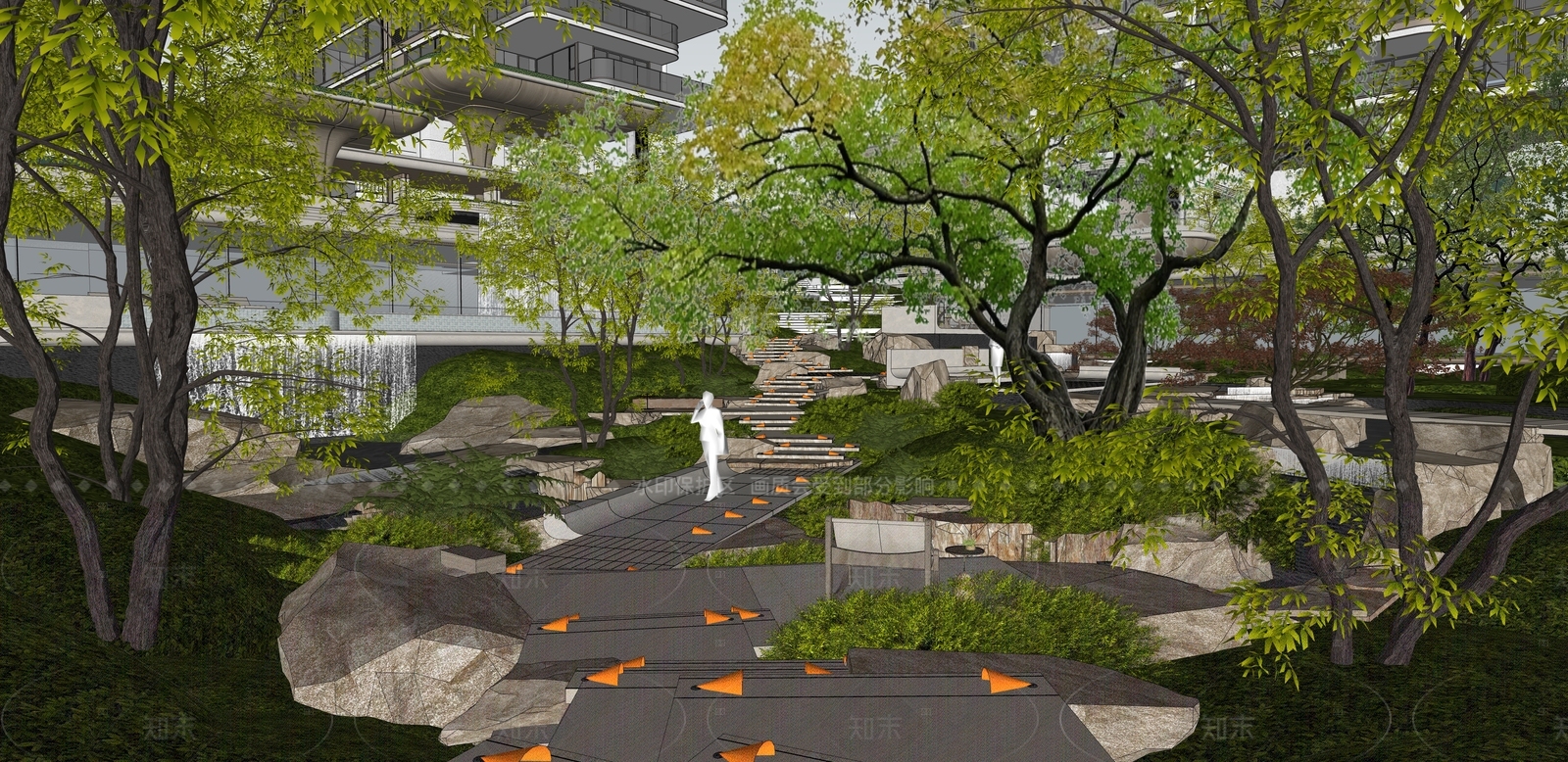 简约原木小区景观SU模型下载【ID:1206620470】
