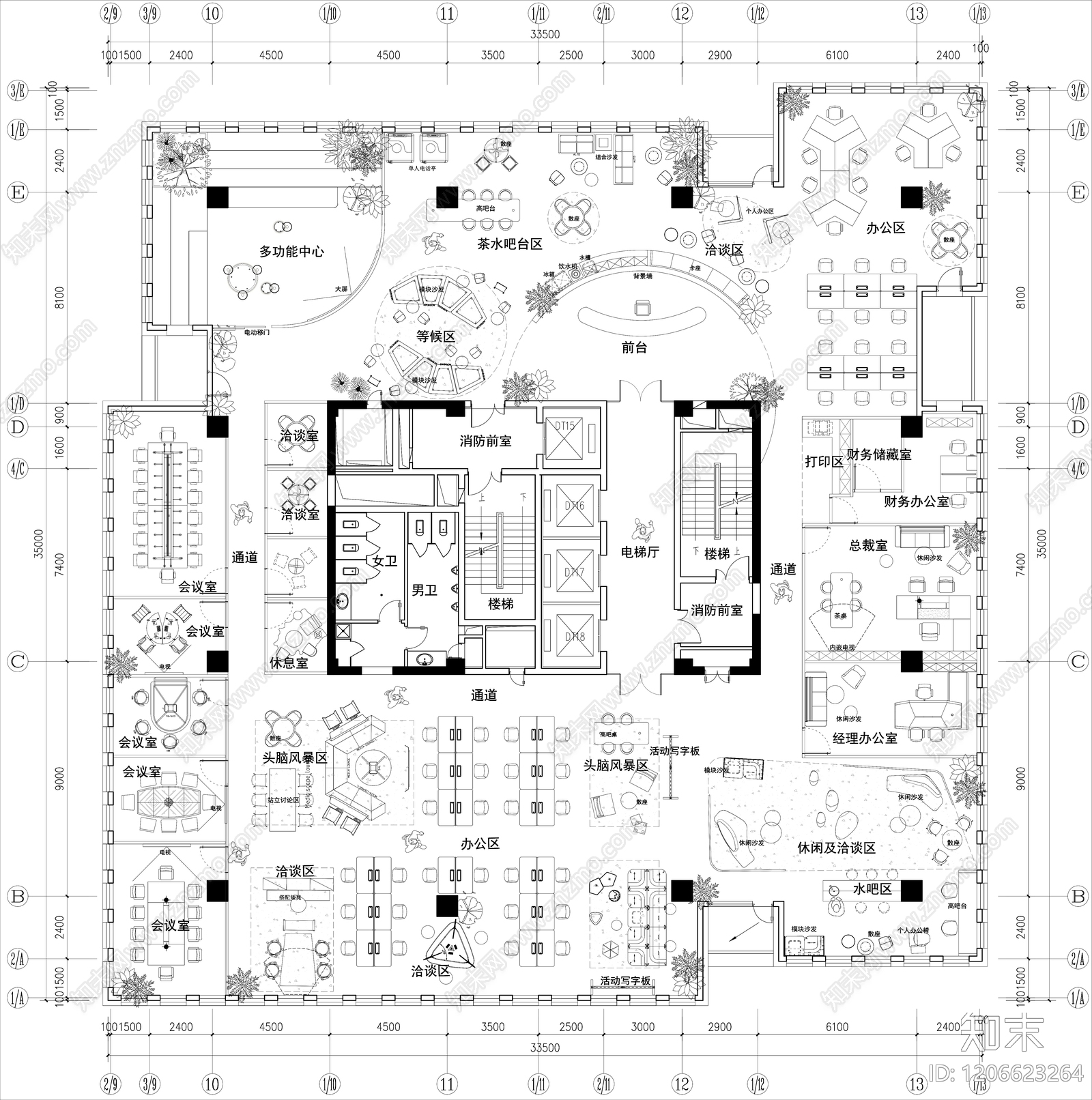 现代开放办公室施工图下载【ID:1206623264】