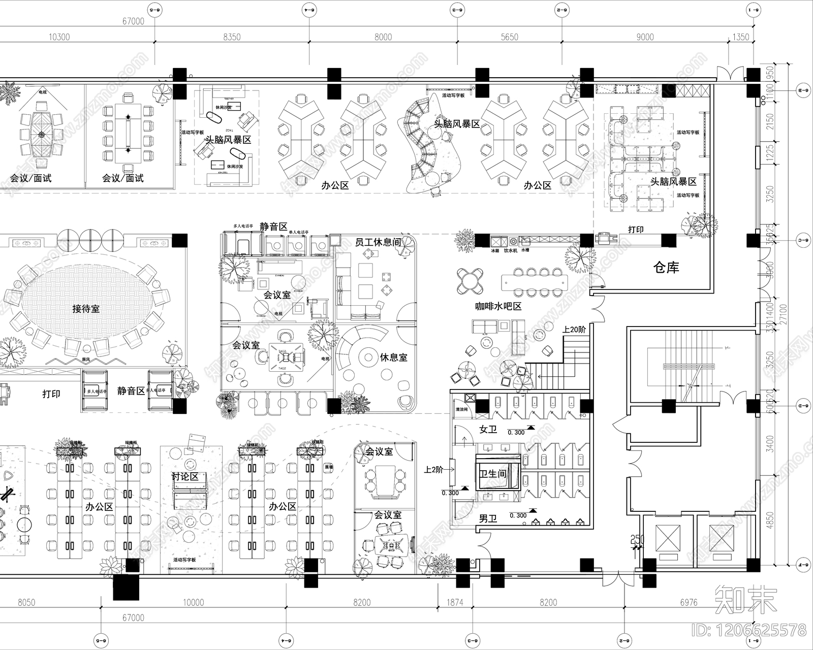 现代整体办公空间cad施工图下载【ID:1206625578】