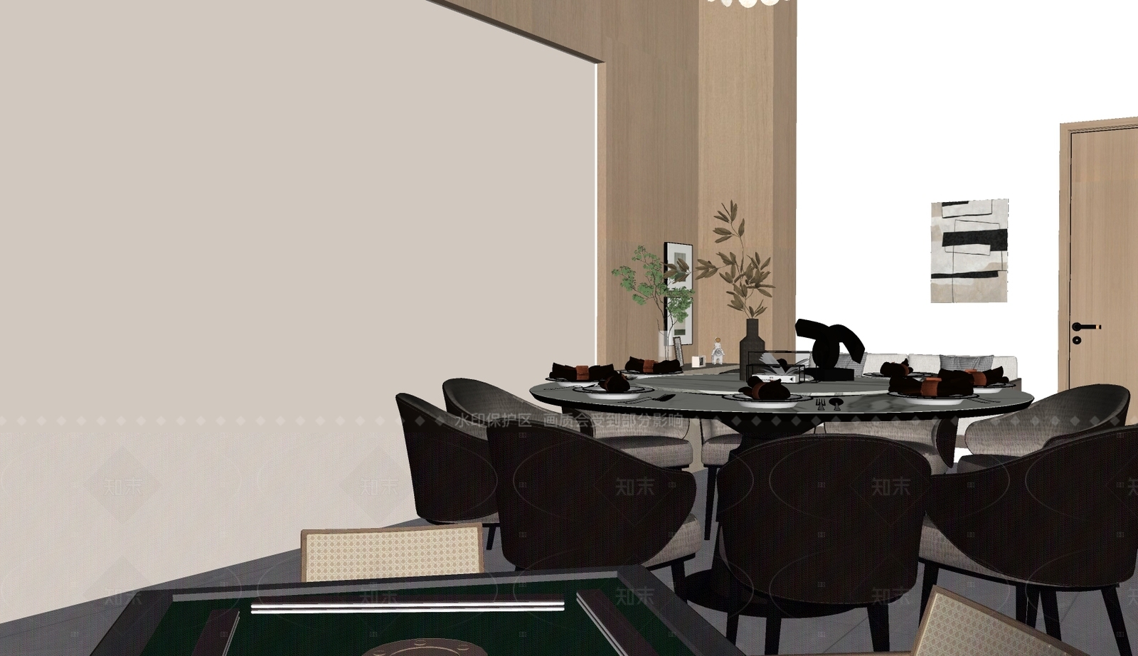 现代原木包厢SU模型下载【ID:1206625673】
