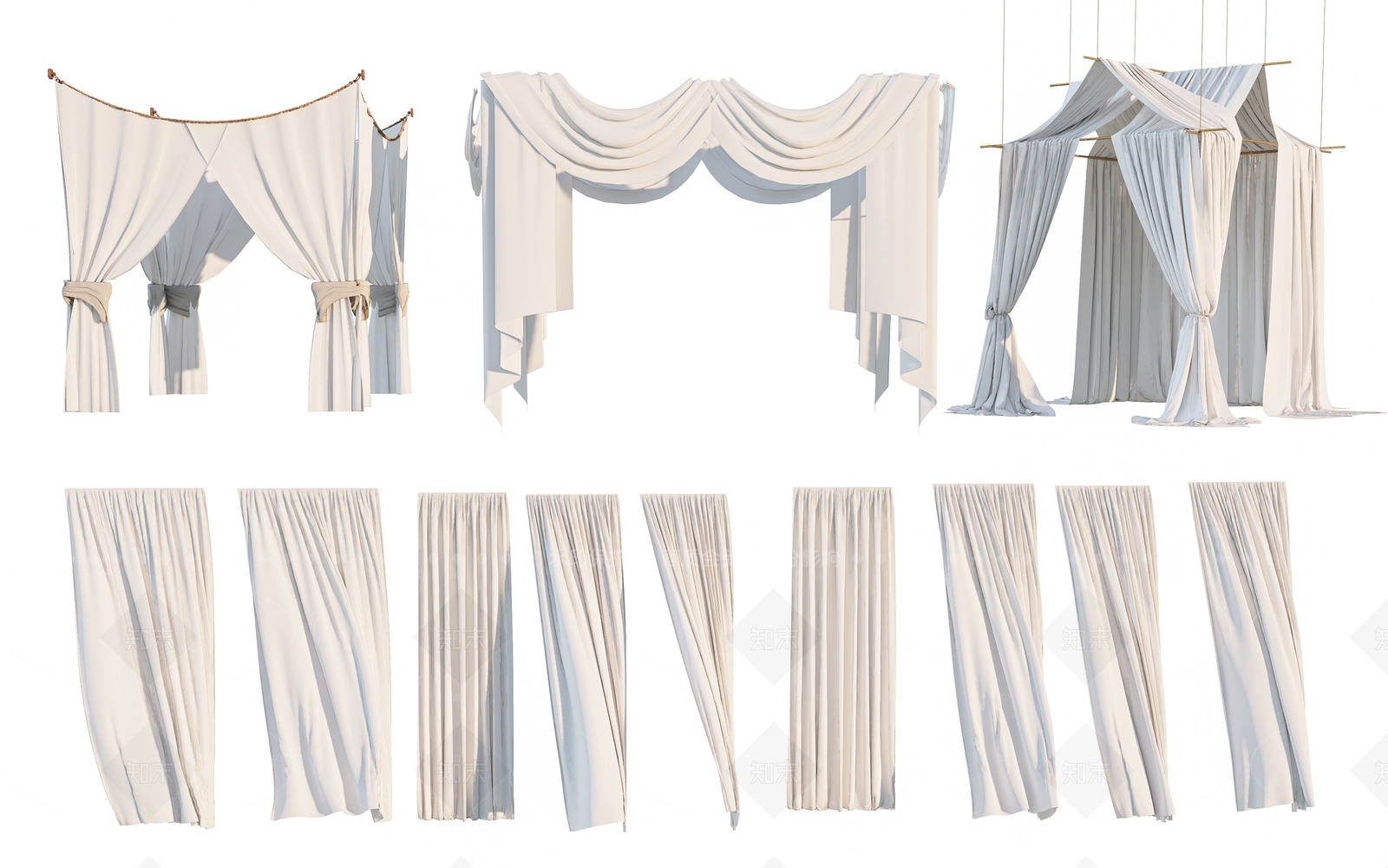 现代窗帘SU模型下载【ID:1206627719】