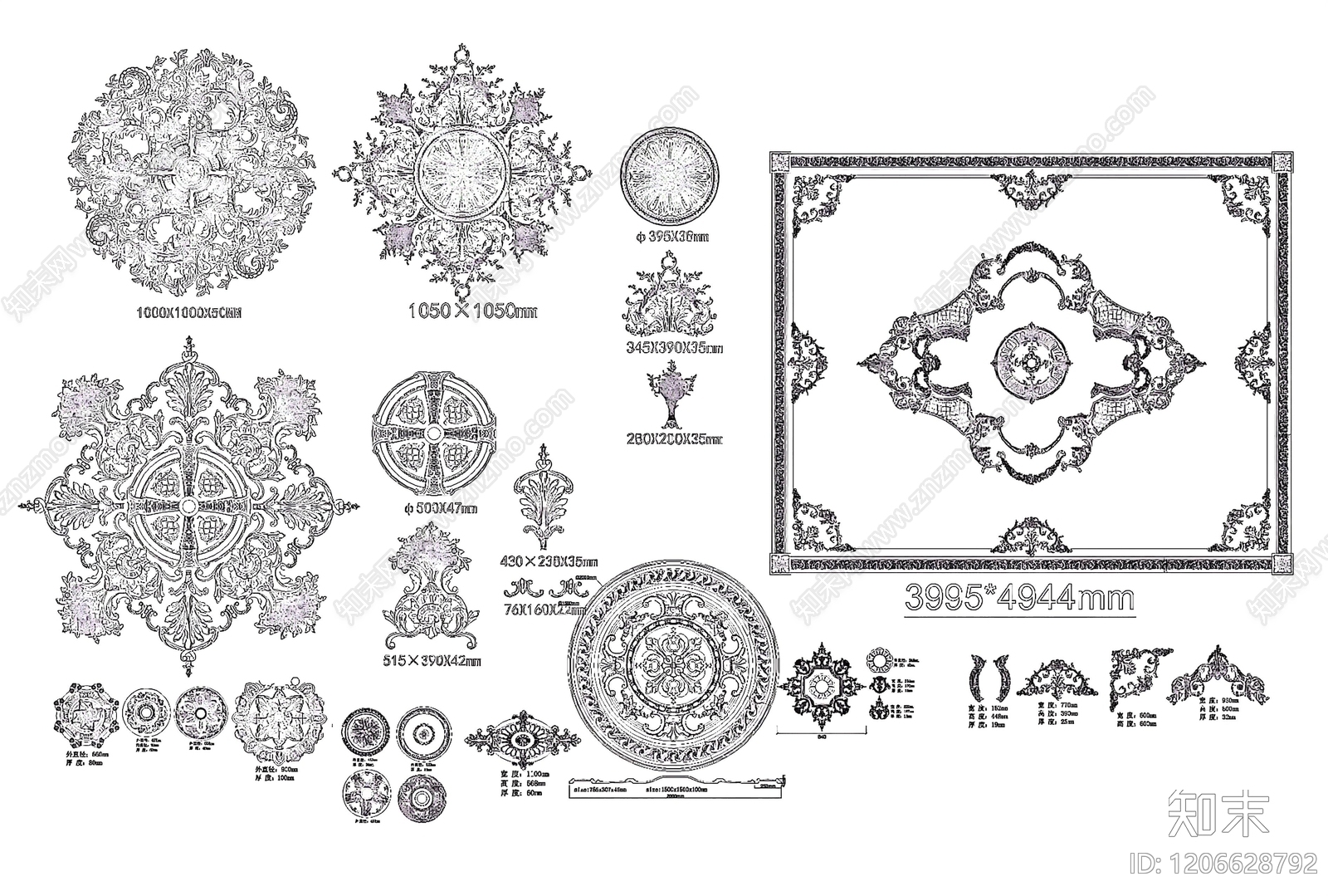 法式雕塑装饰构件施工图下载【ID:1206628792】