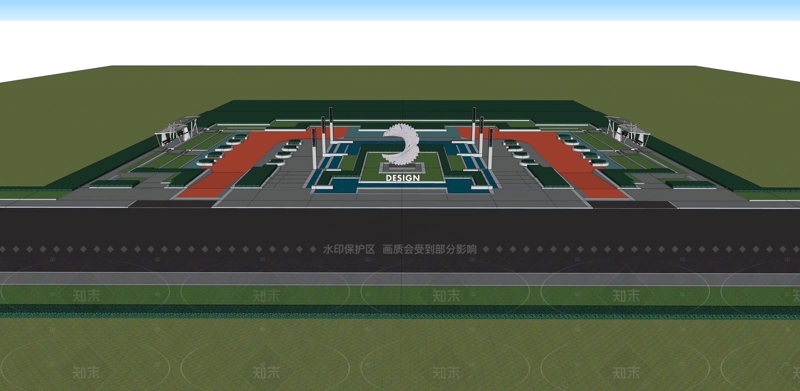 现代口袋公园SU模型下载【ID:1206631143】