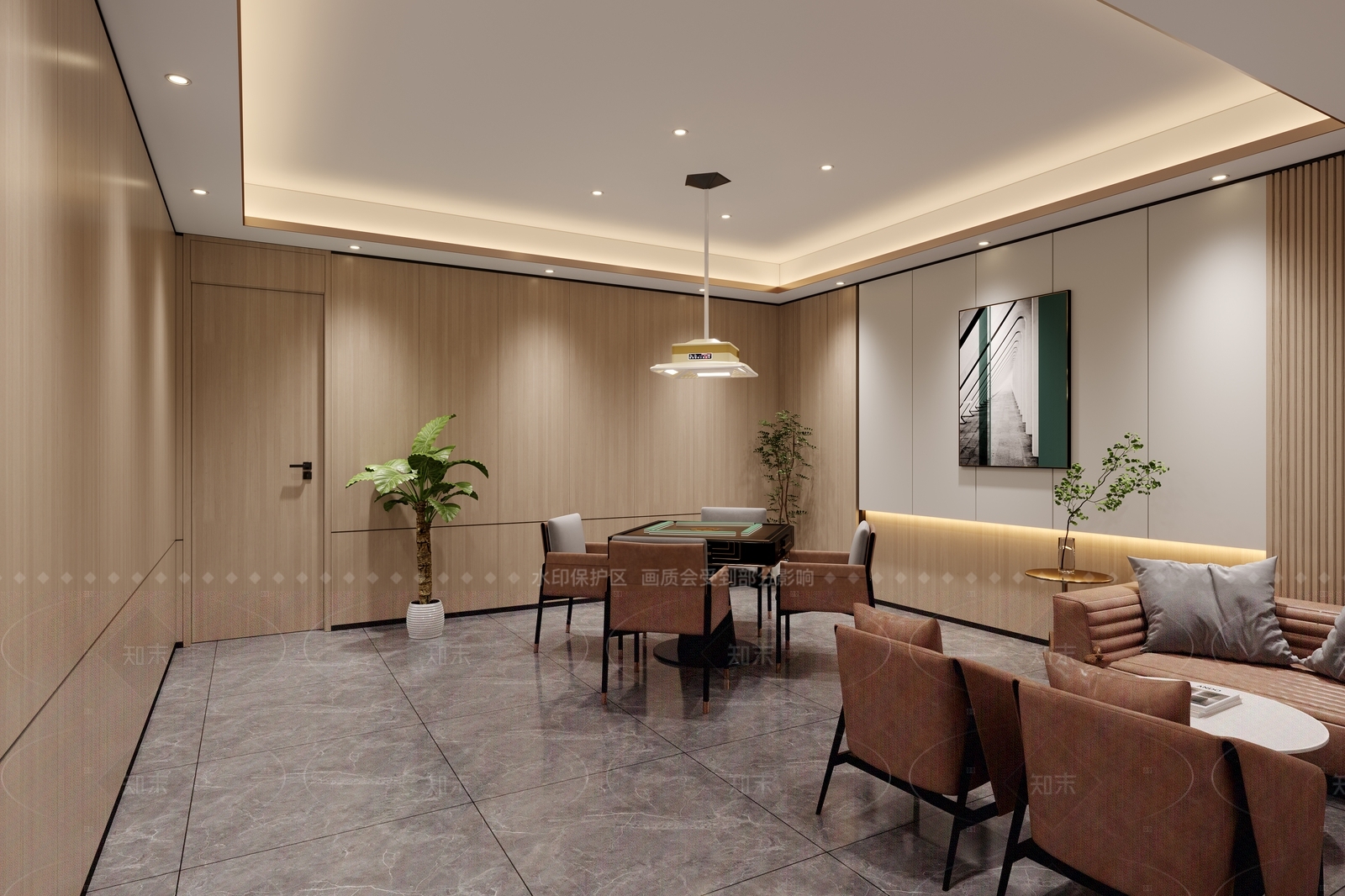 现代轻奢棋牌室3D模型下载【ID:1206640135】