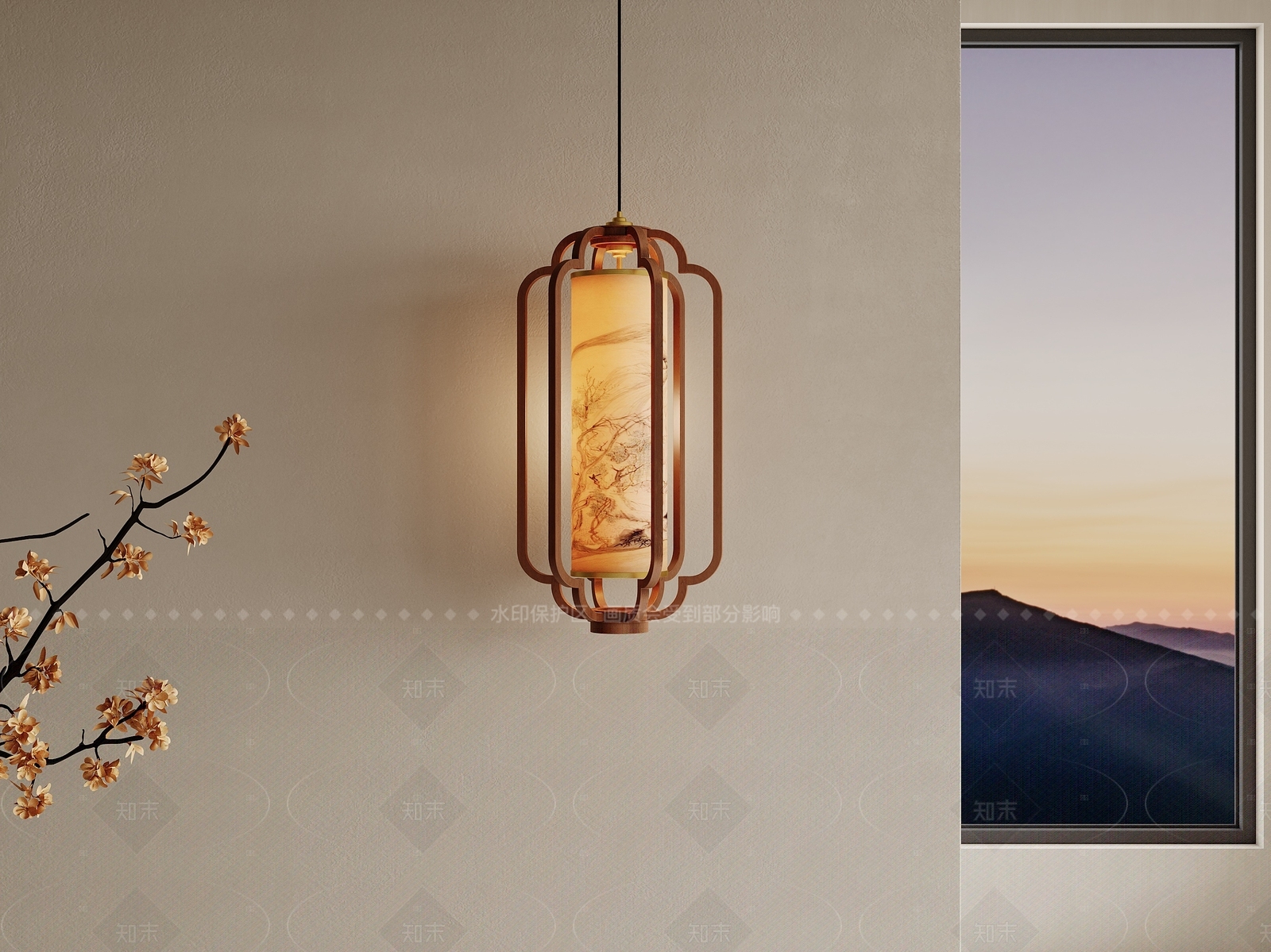 新中式卧室吊灯3D模型下载【ID:1206645877】