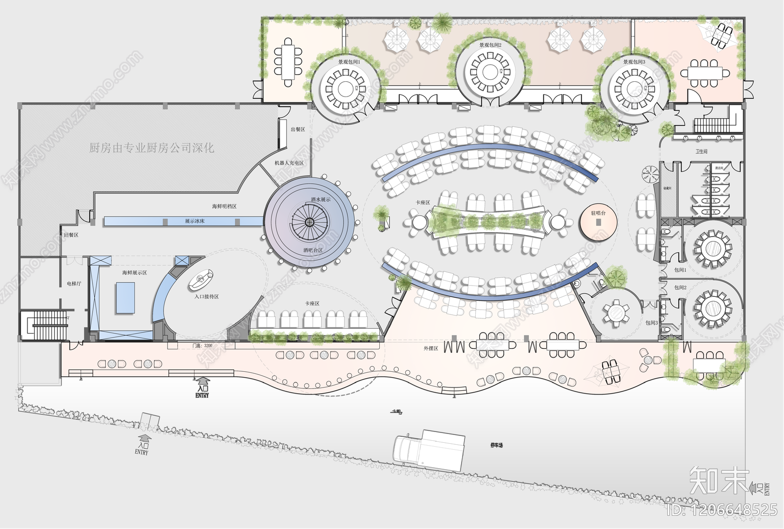 现代中餐厅施工图下载【ID:1206648525】