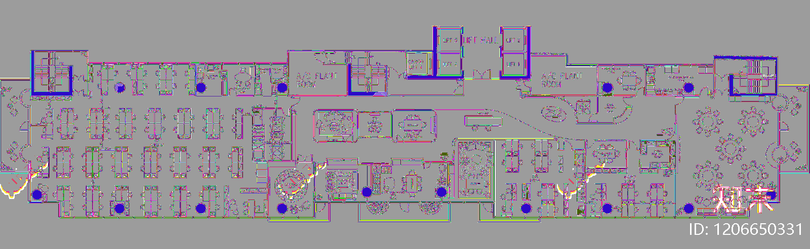 新中式现代开放办公室施工图下载【ID:1206650331】