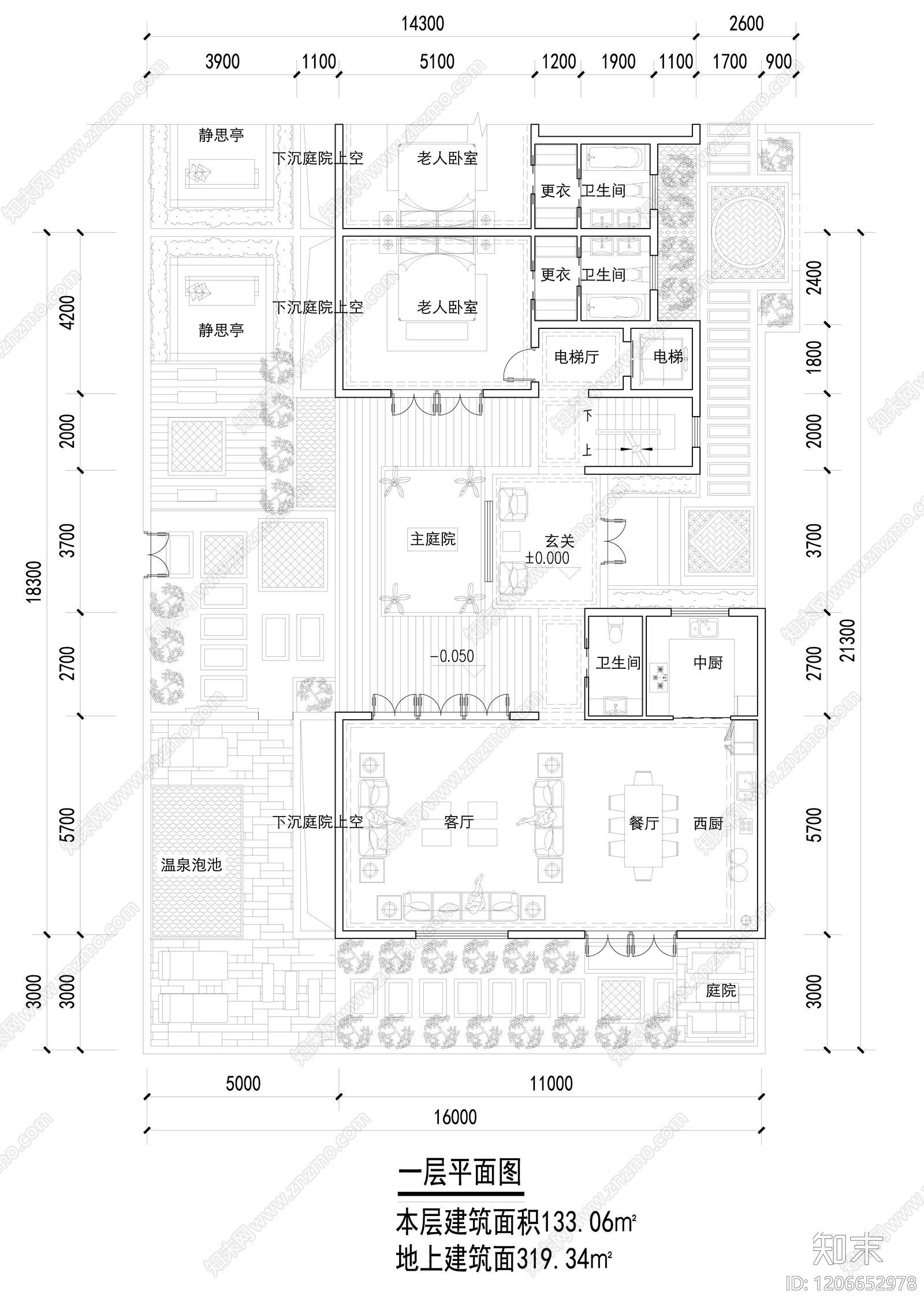 现代新中式别墅建筑施工图下载【ID:1206652978】