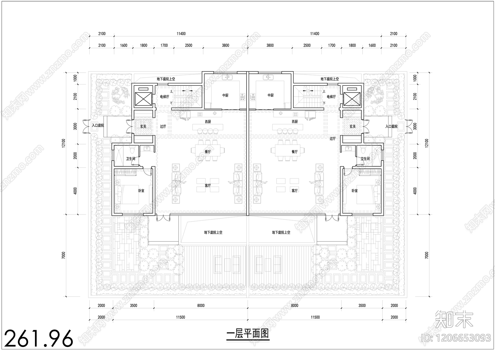 现代新中式别墅建筑施工图下载【ID:1206653093】