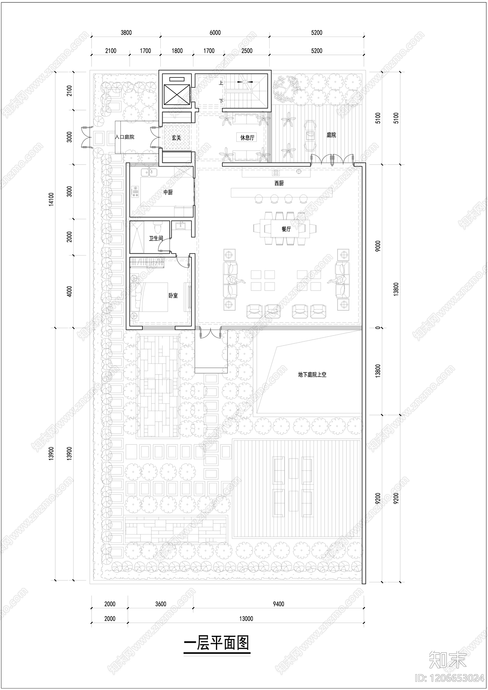 现代新中式别墅建筑施工图下载【ID:1206653024】