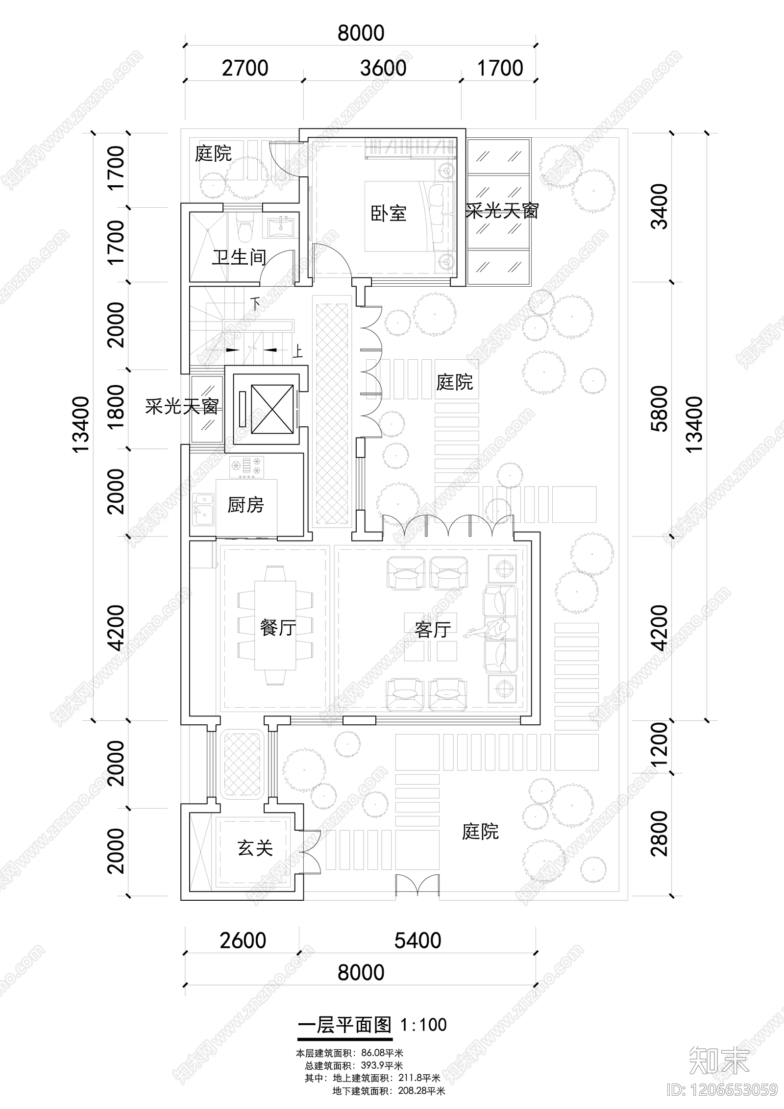 现代新中式别墅建筑施工图下载【ID:1206653059】