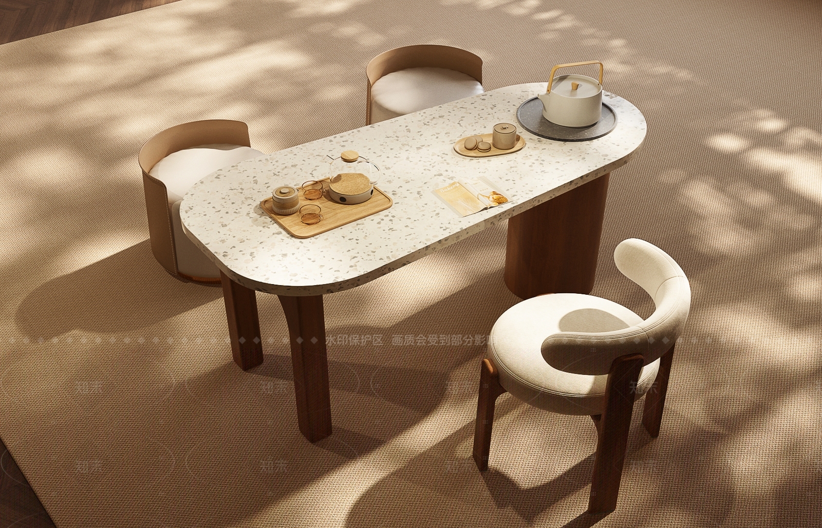 现代中古茶桌椅SU模型下载【ID:1206653148】