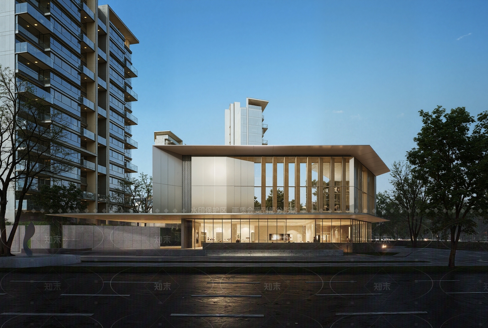 现代简约售楼处建筑SU模型下载【ID:1206653400】