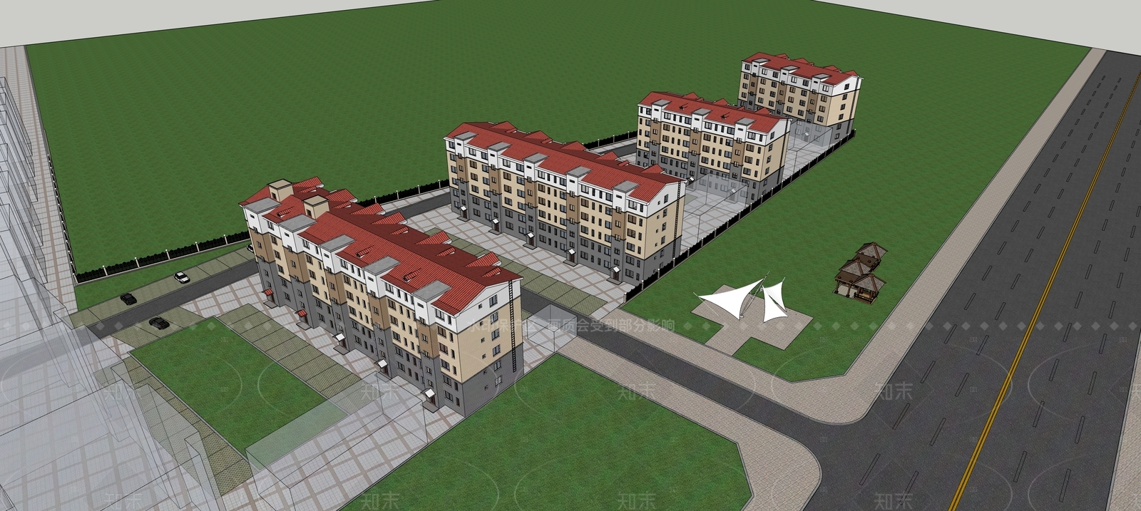 现代多层住宅SU模型下载【ID:1206654026】