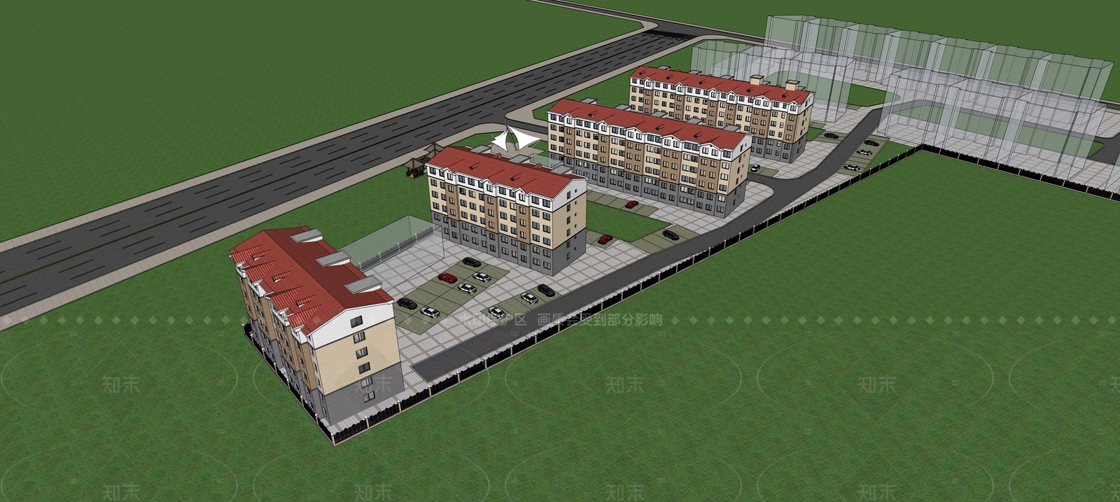 现代多层住宅SU模型下载【ID:1206654026】