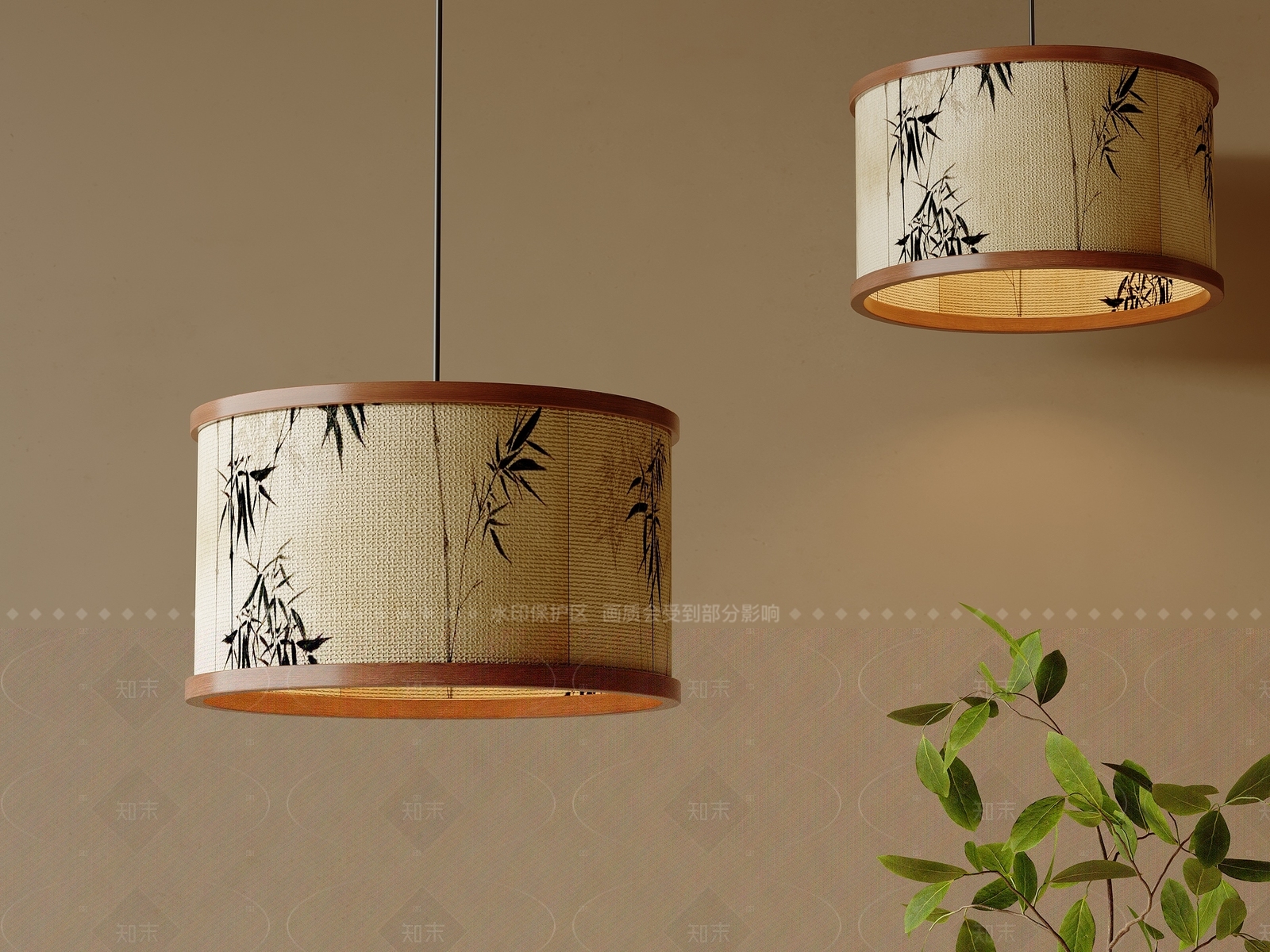 新中式卧室吊灯3D模型下载【ID:1206655693】