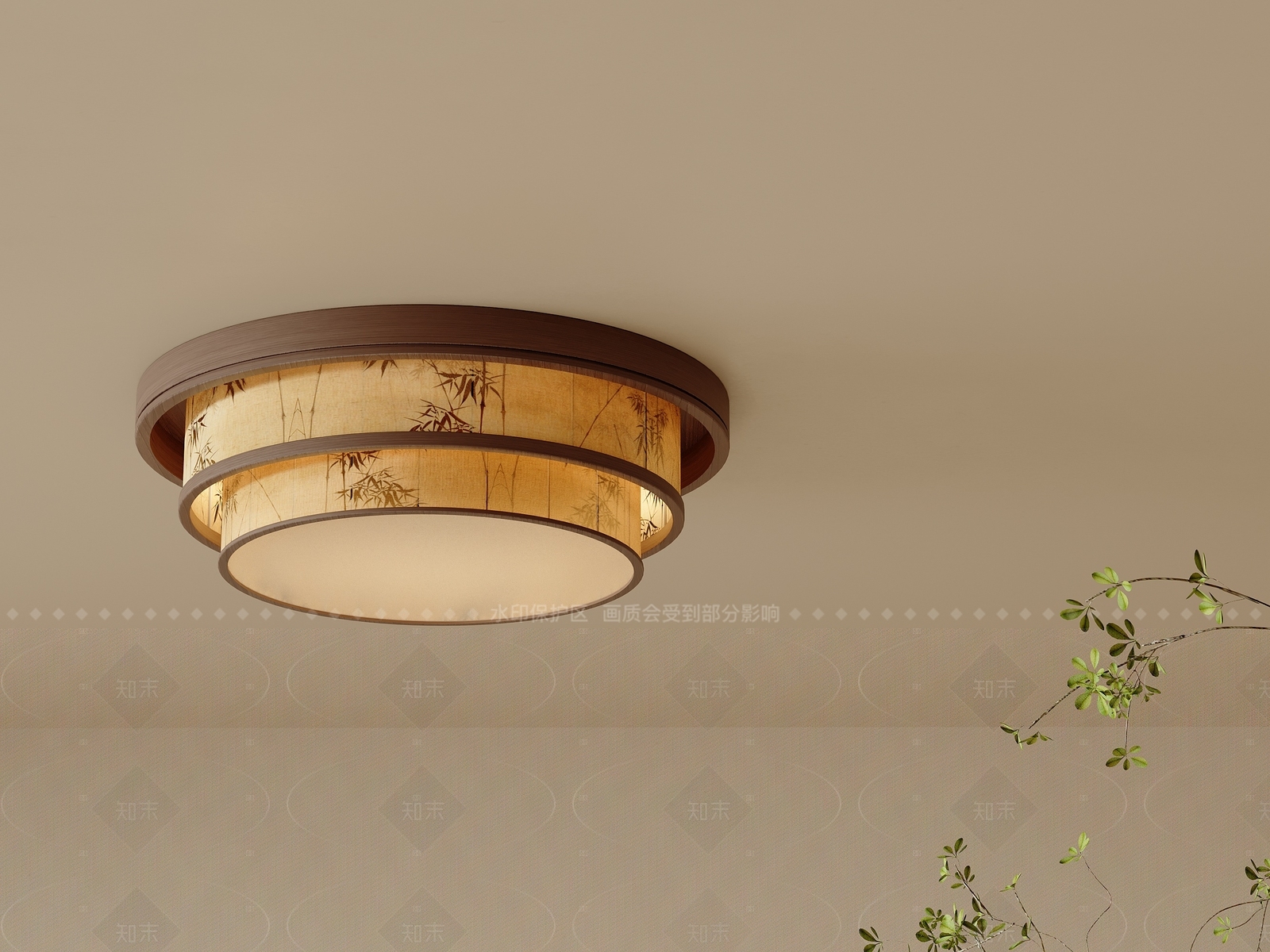 新中式客厅吸顶灯3D模型下载【ID:1206655790】