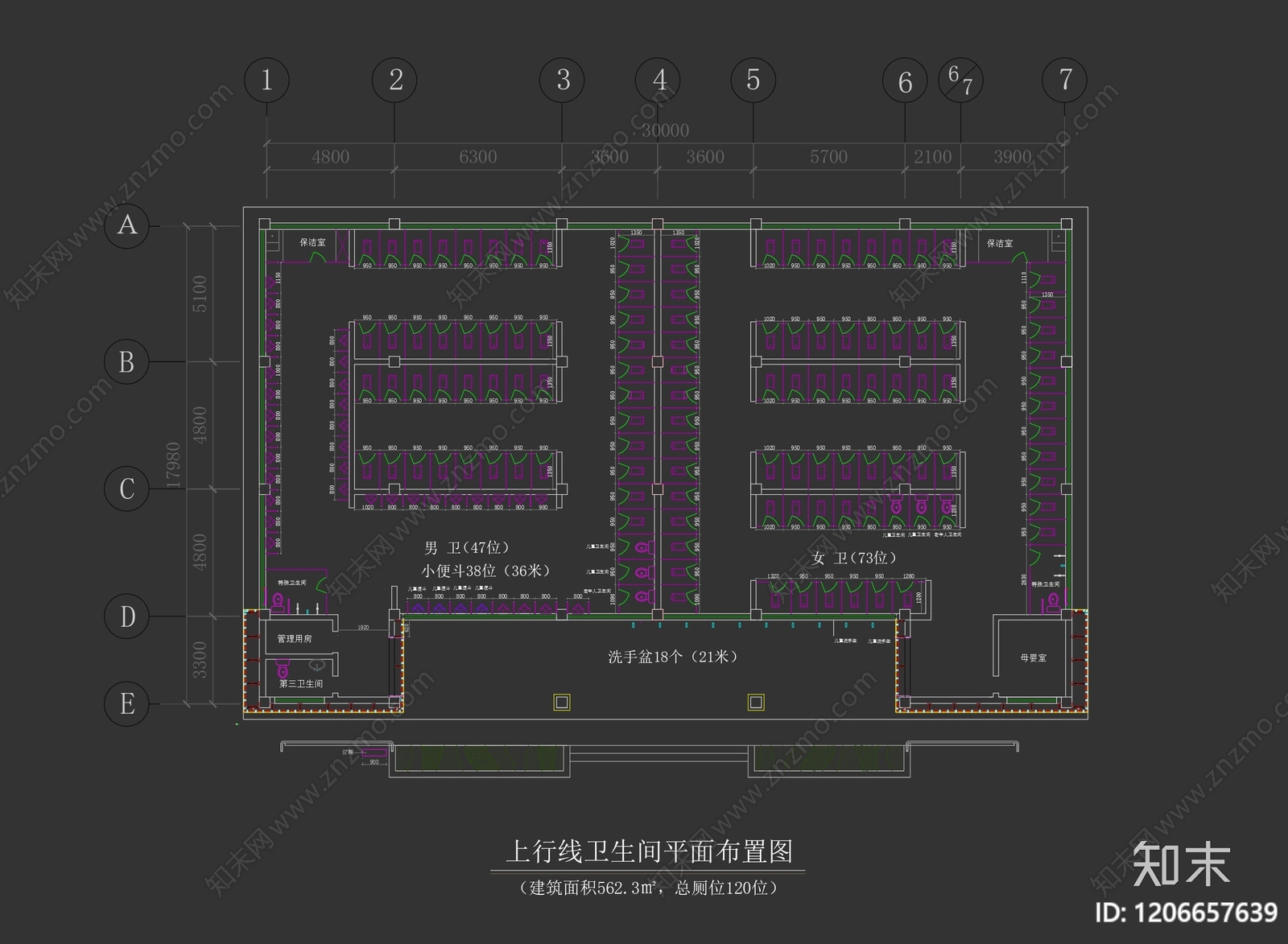现代简约公厕cad施工图下载【ID:1206657639】