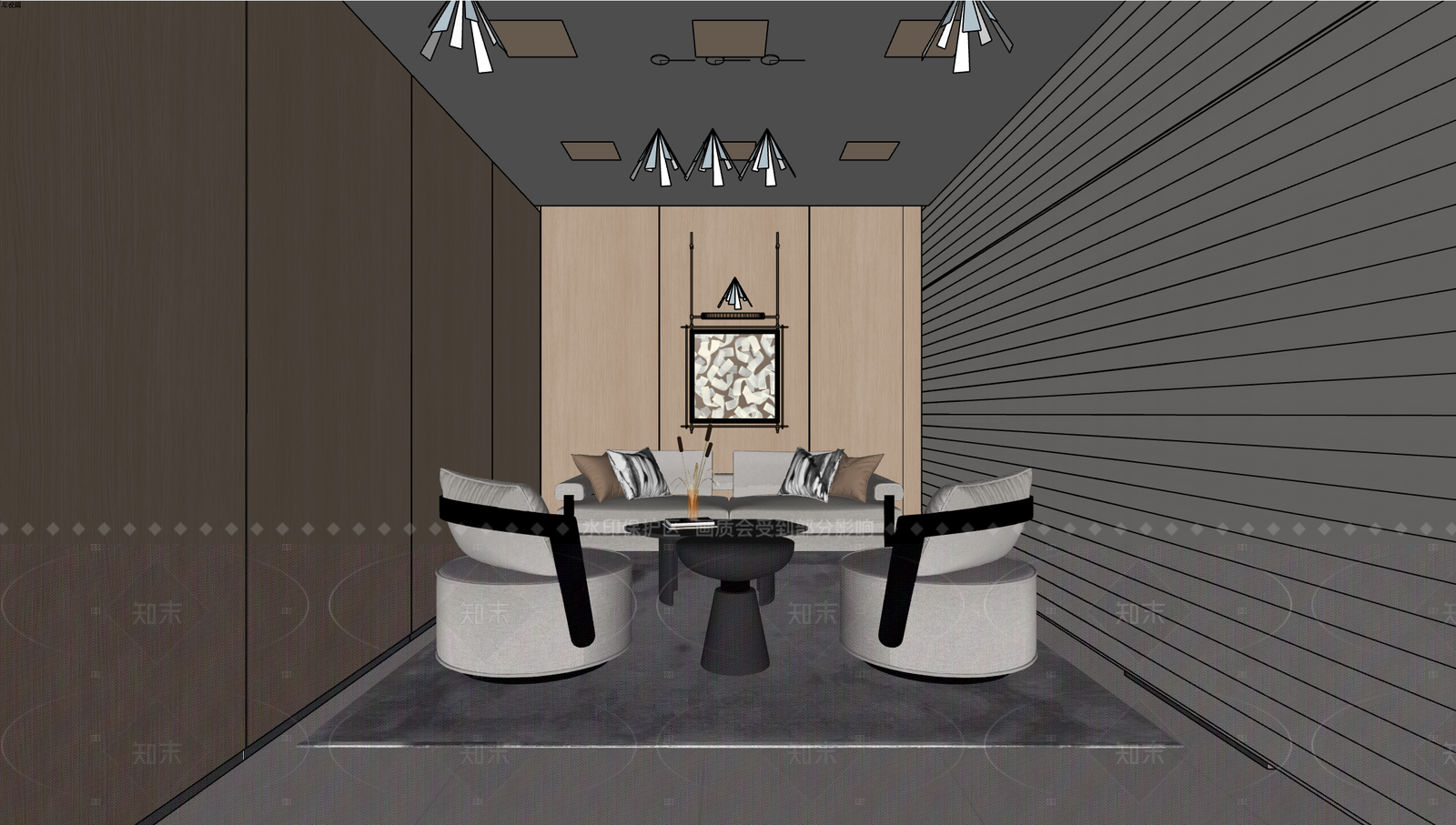 新中式现代接待室SU模型下载【ID:1206658484】