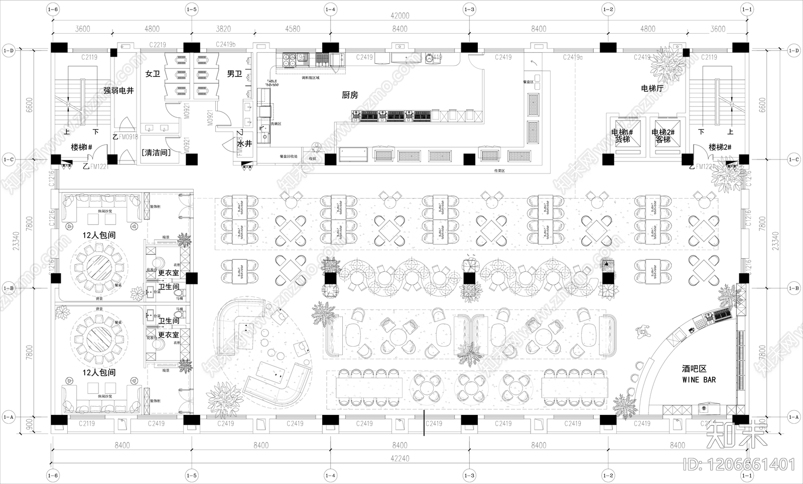 现代中餐厅施工图下载【ID:1206661401】