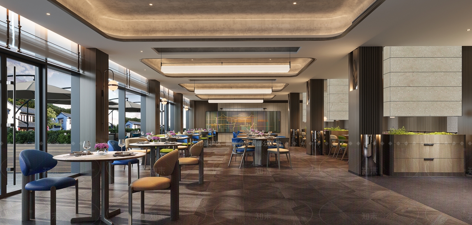 现代酒店餐厅3D模型下载【ID:1206661842】