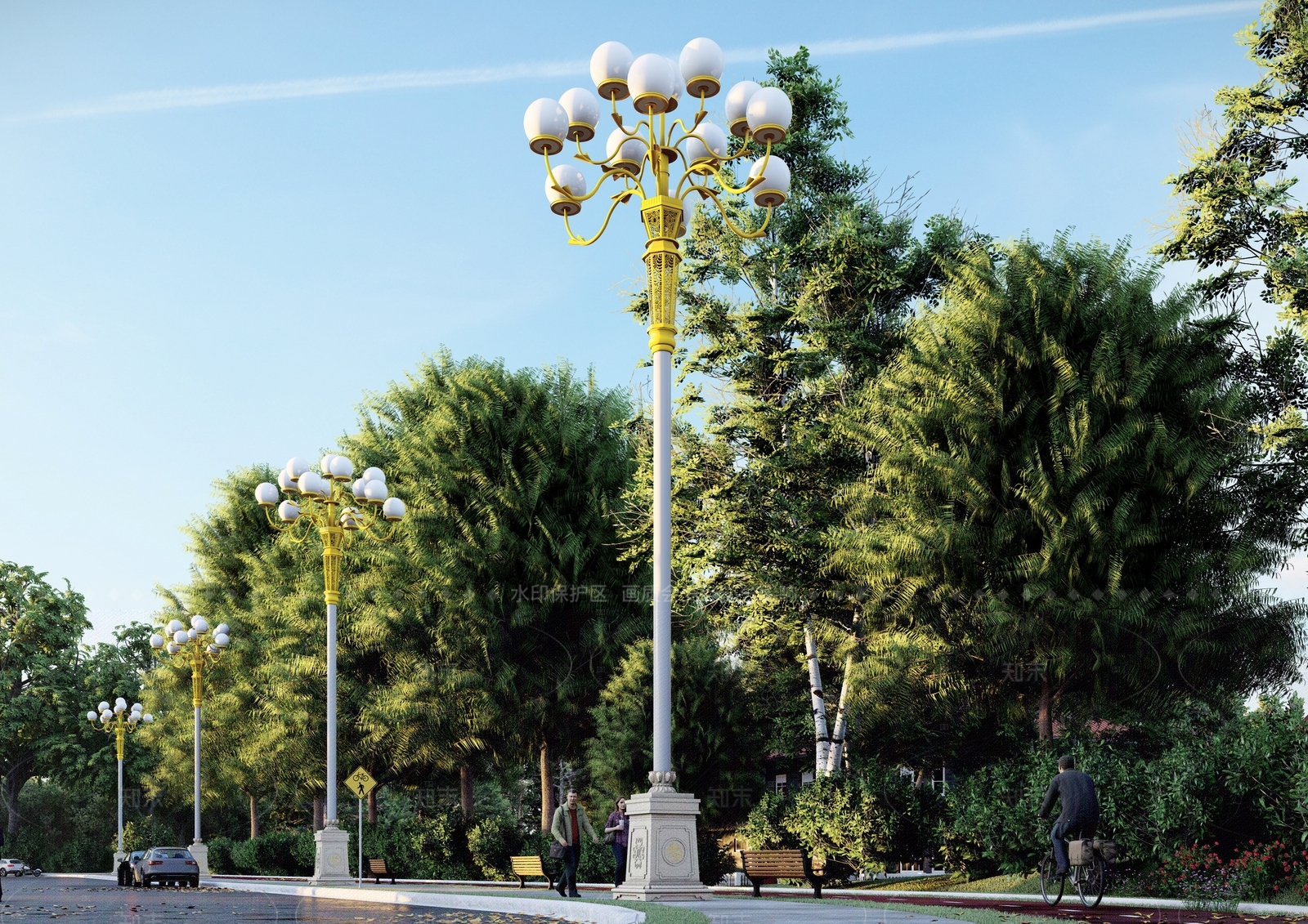 现代欧式路灯SU模型下载【ID:1206662598】