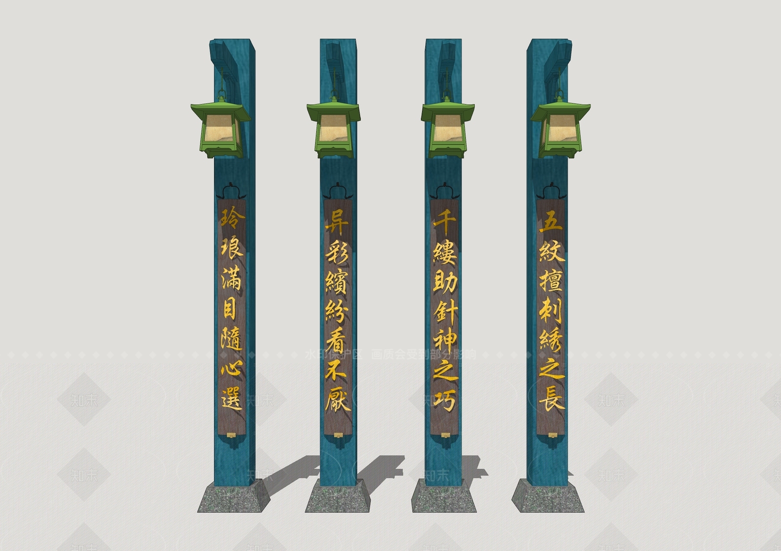 新中式标识标牌SU模型下载【ID:1206662690】