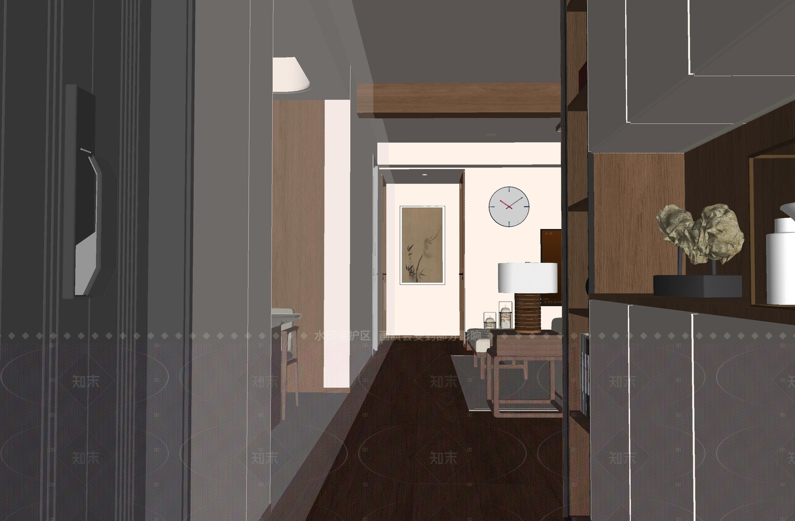 现代新中式玄关SU模型下载【ID:1206665407】