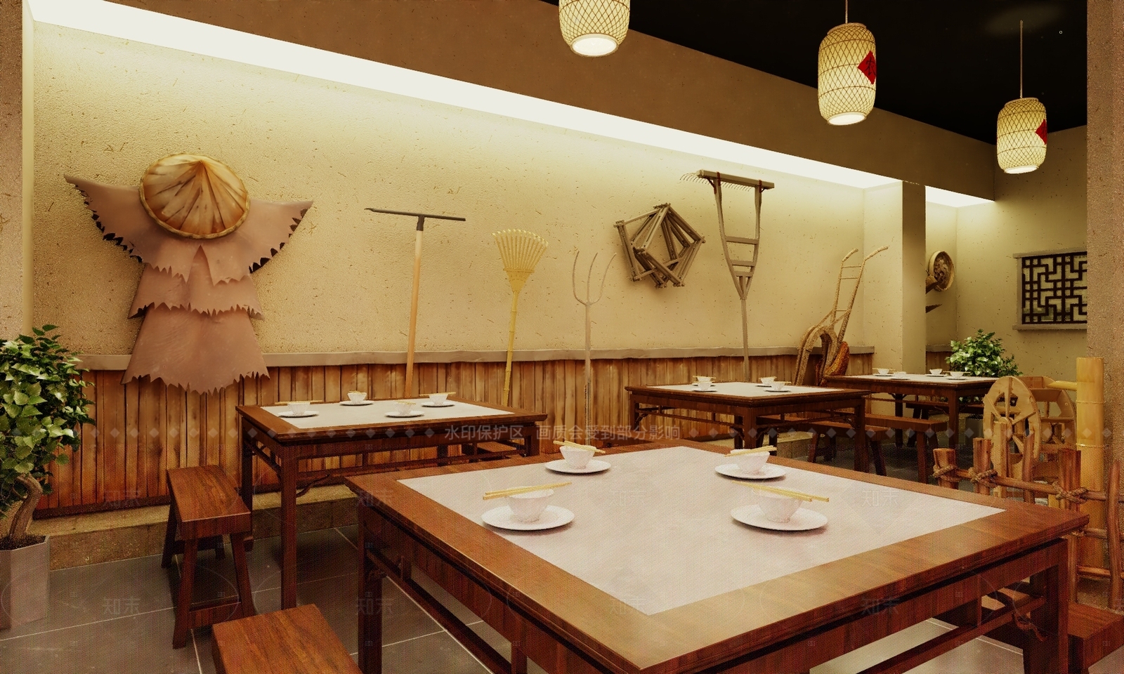 中式中餐厅3D模型下载【ID:1206668591】