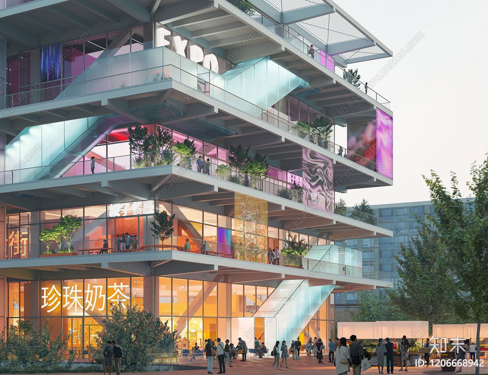 现代农贸市场建筑下载【ID:1206668942】