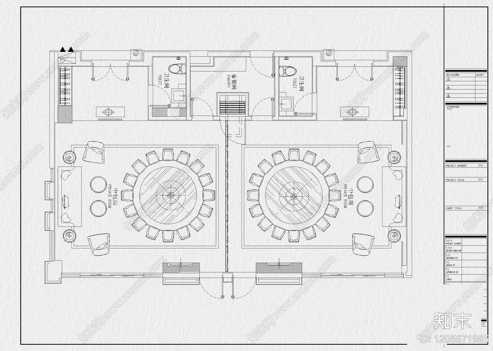 现代中餐厅cad施工图下载【ID:1206671985】