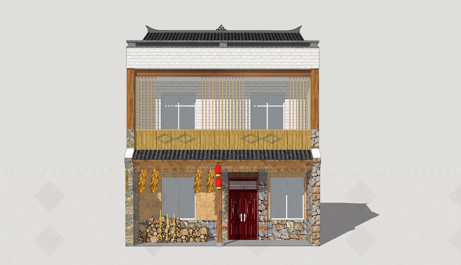 新中式乡村民房SU模型下载【ID:1206671681】