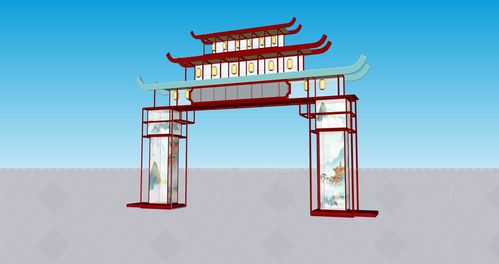 新中式现代牌坊牌楼SU模型下载【ID:1206673031】