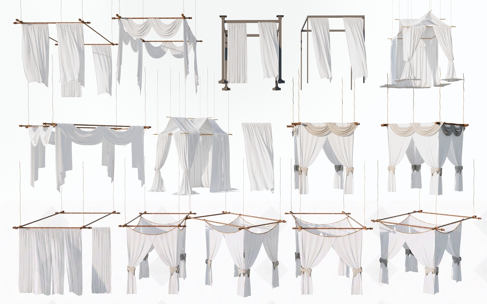 现代窗帘SU模型下载【ID:1206673718】