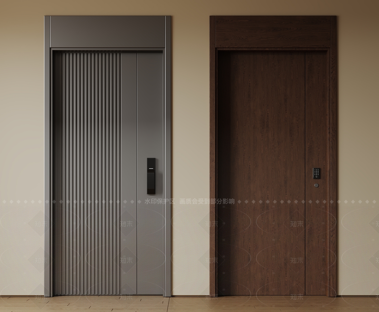 现代极简单开门3D模型下载【ID:1206674396】