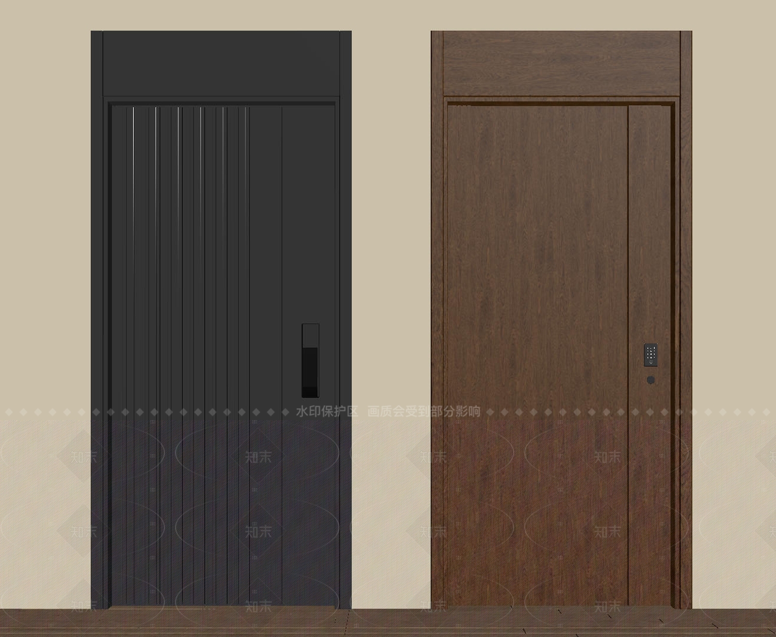 现代极简单开门SU模型下载【ID:1206674348】