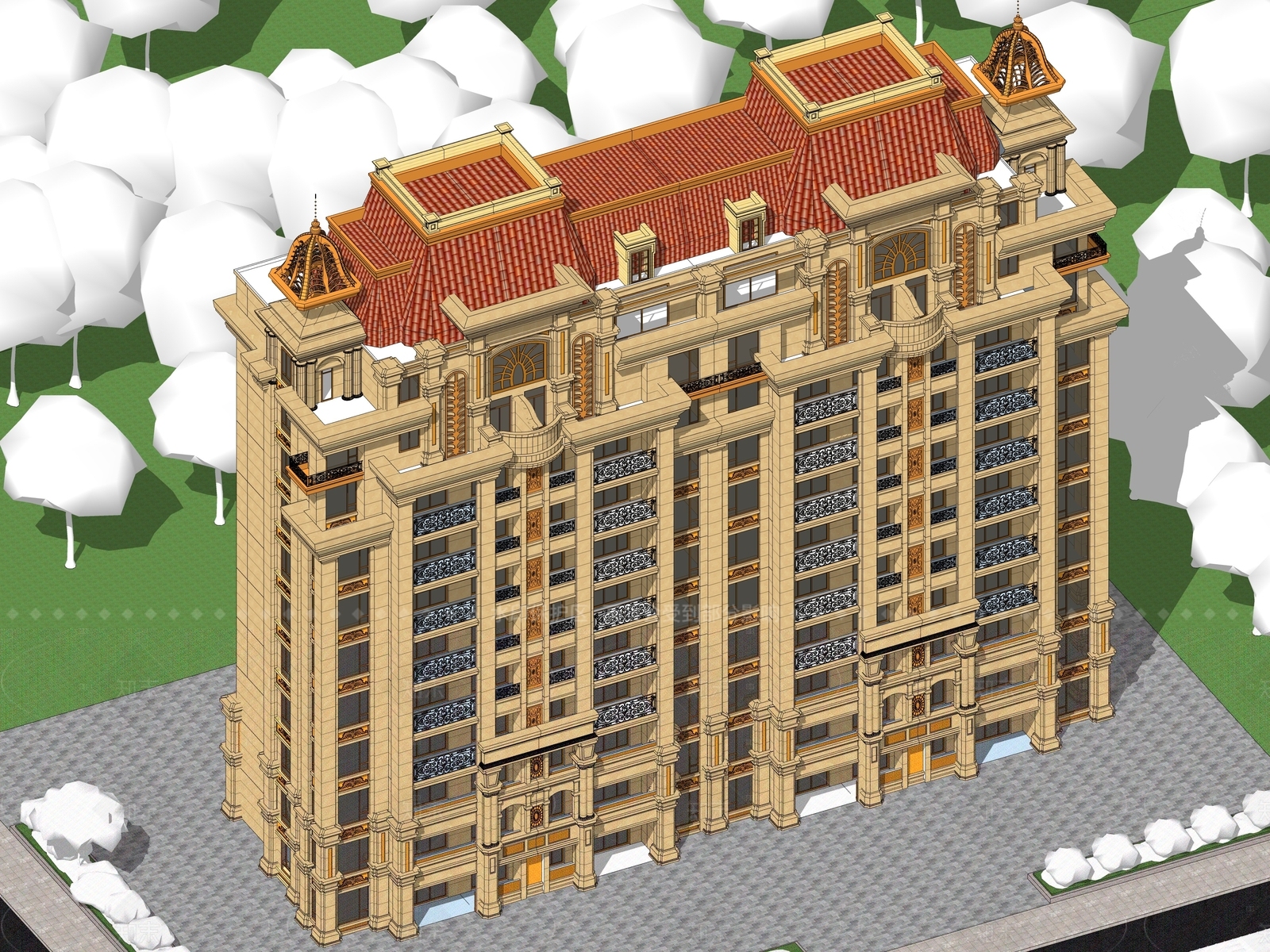 现代欧式高层住宅SU模型下载【ID:1206675752】