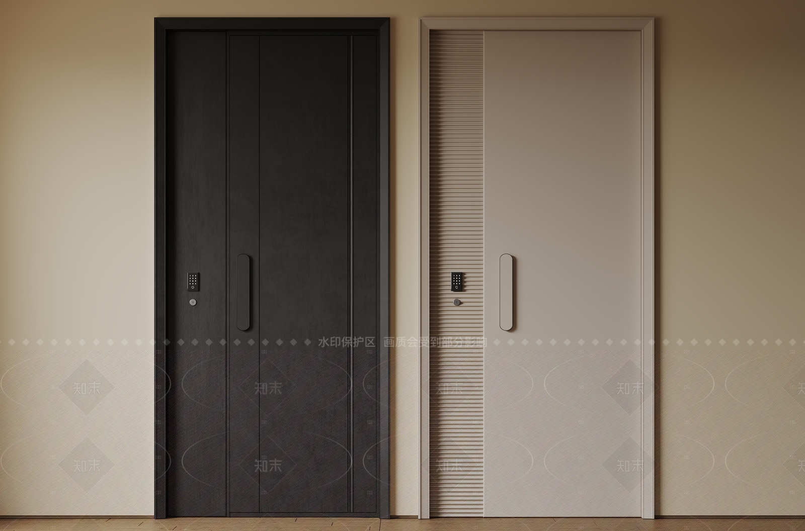 现代极简单开门3D模型下载【ID:1206675804】