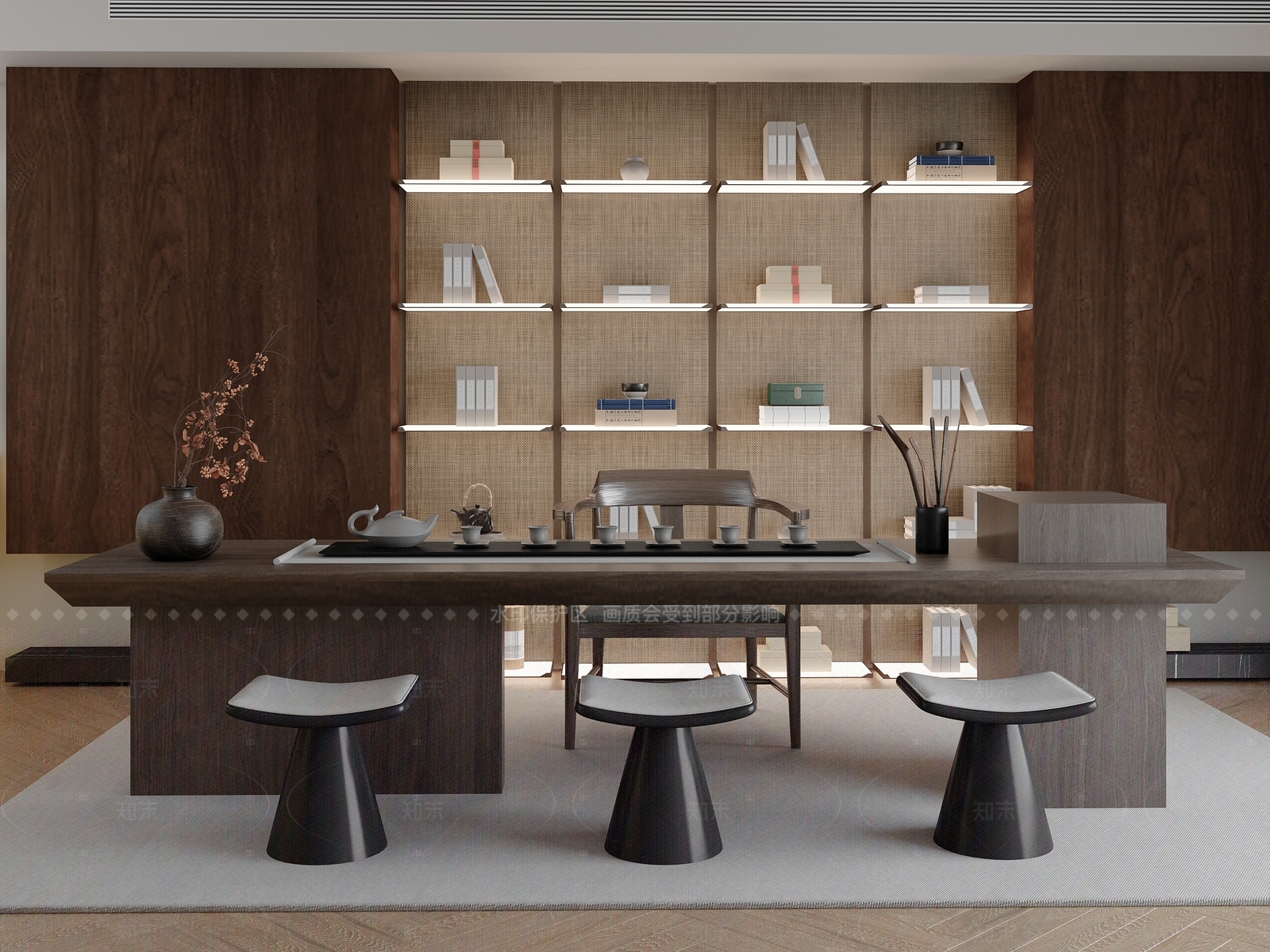 新中式现代茶室3D模型下载【ID:1206678794】