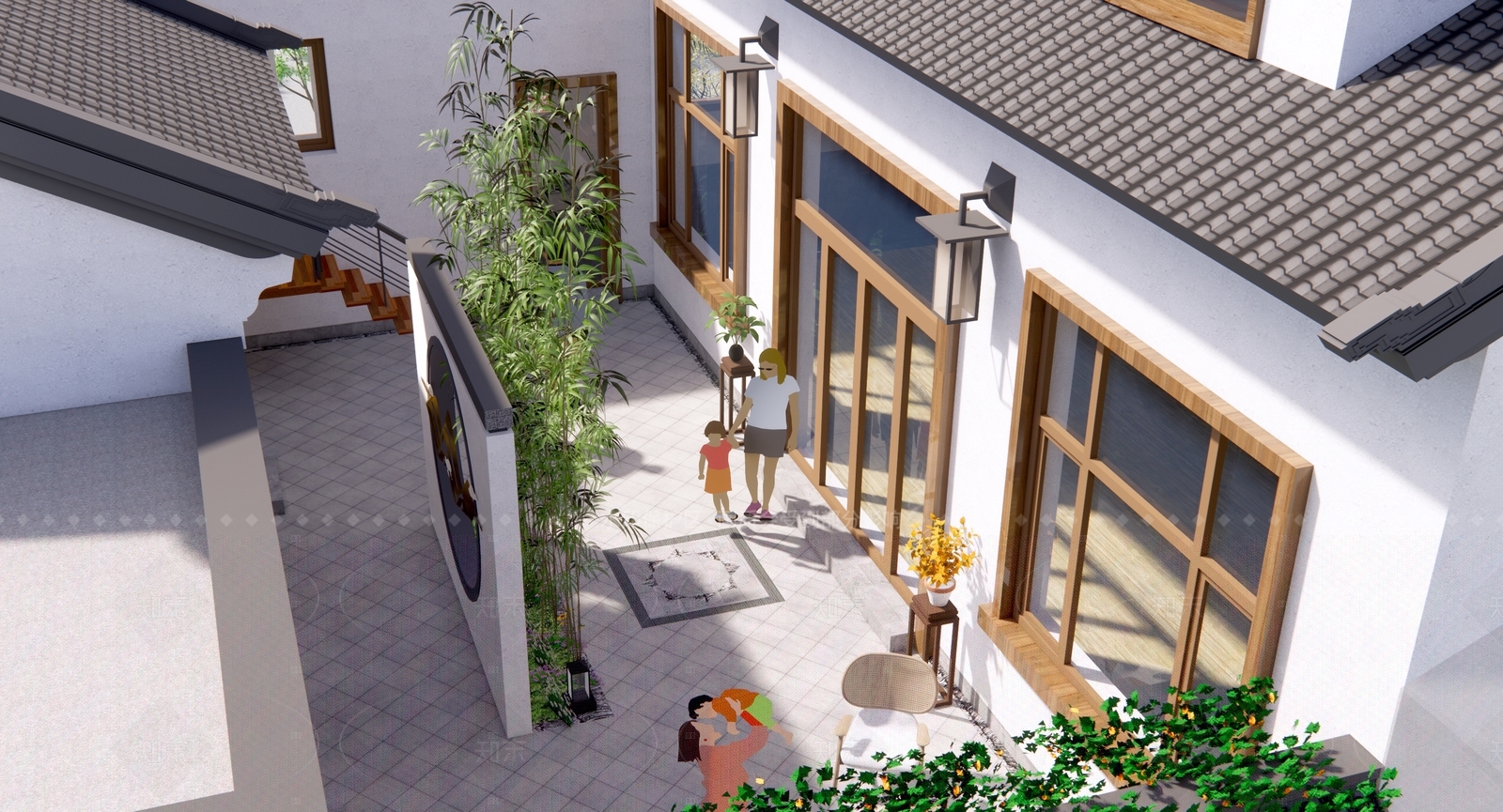 新中式现代乡村民房SU模型下载【ID:1206703212】