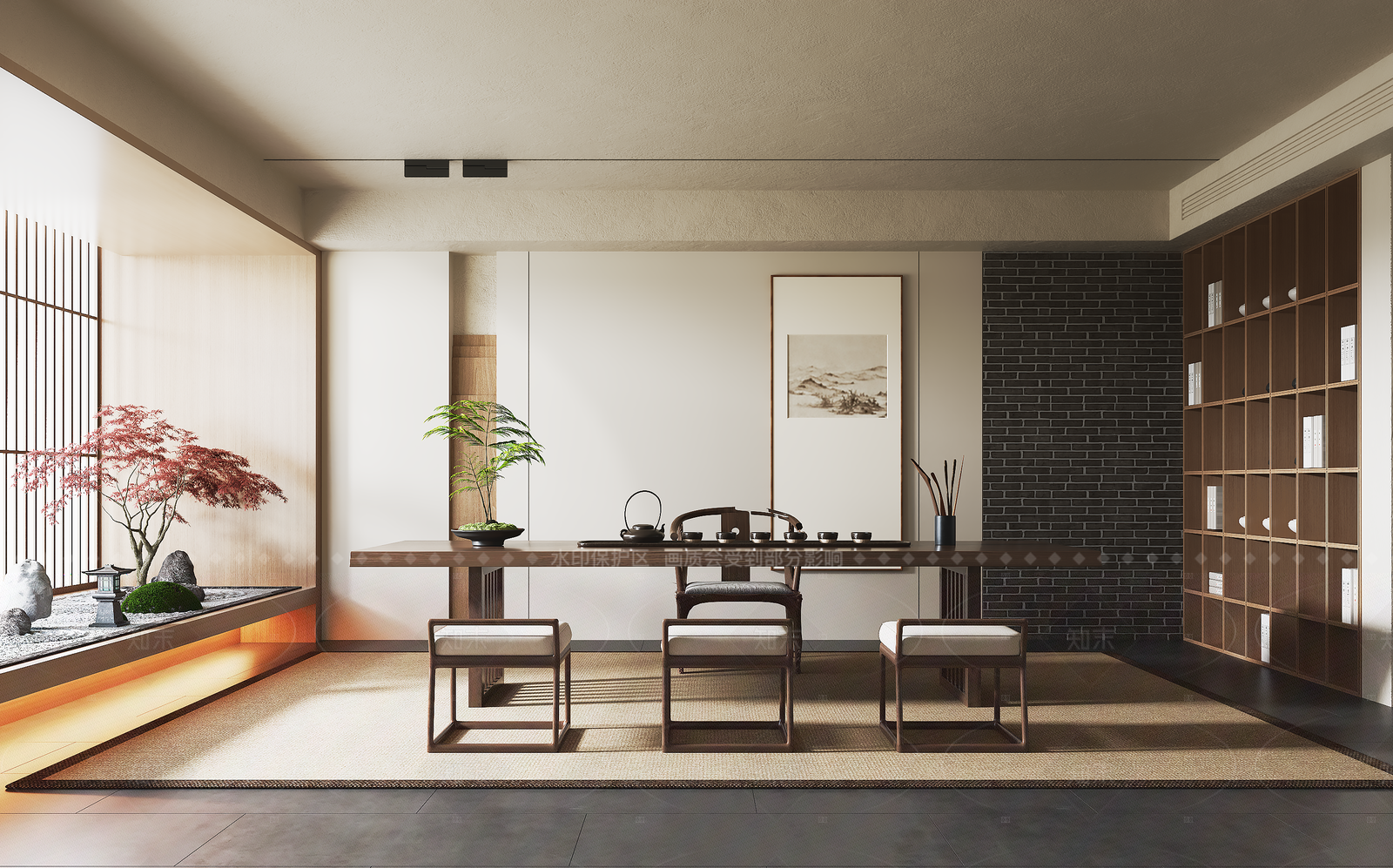 新中式茶室SU模型下载【ID:1206679726】