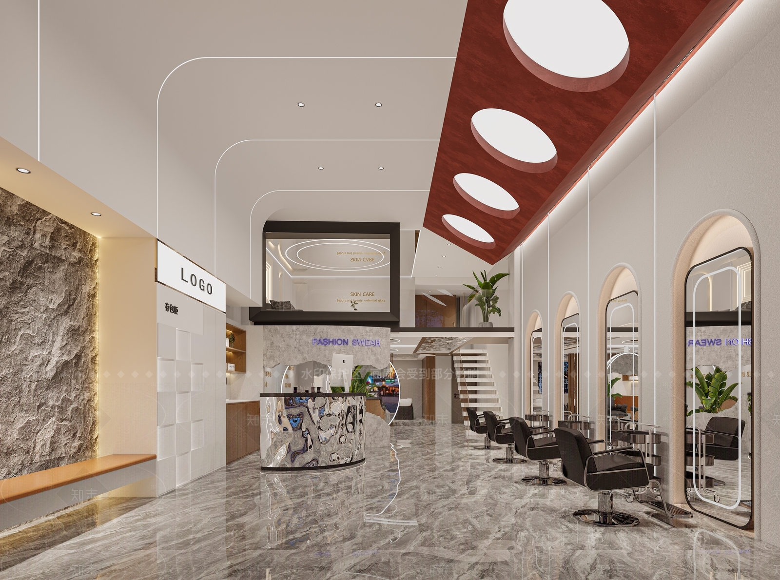 现代轻奢美发店3D模型下载【ID:1206708520】