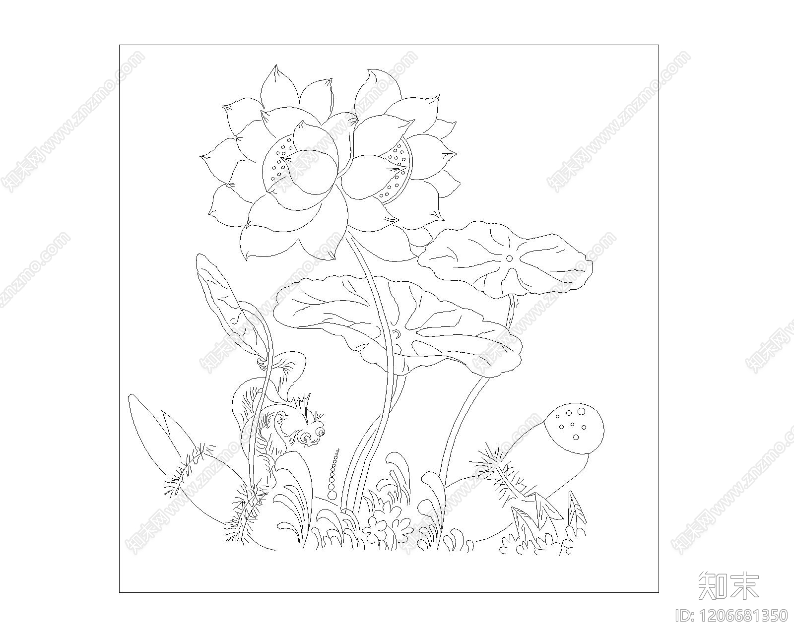 新中式中式花施工图下载【ID:1206681350】