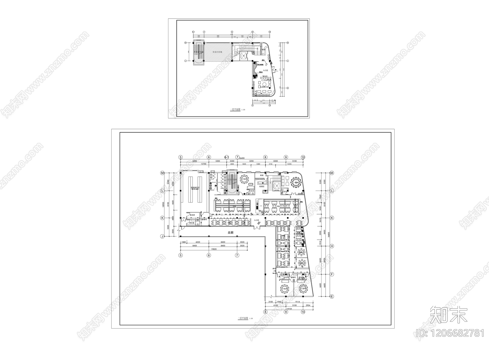 现代简约其他餐饮空间cad施工图下载【ID:1206682781】
