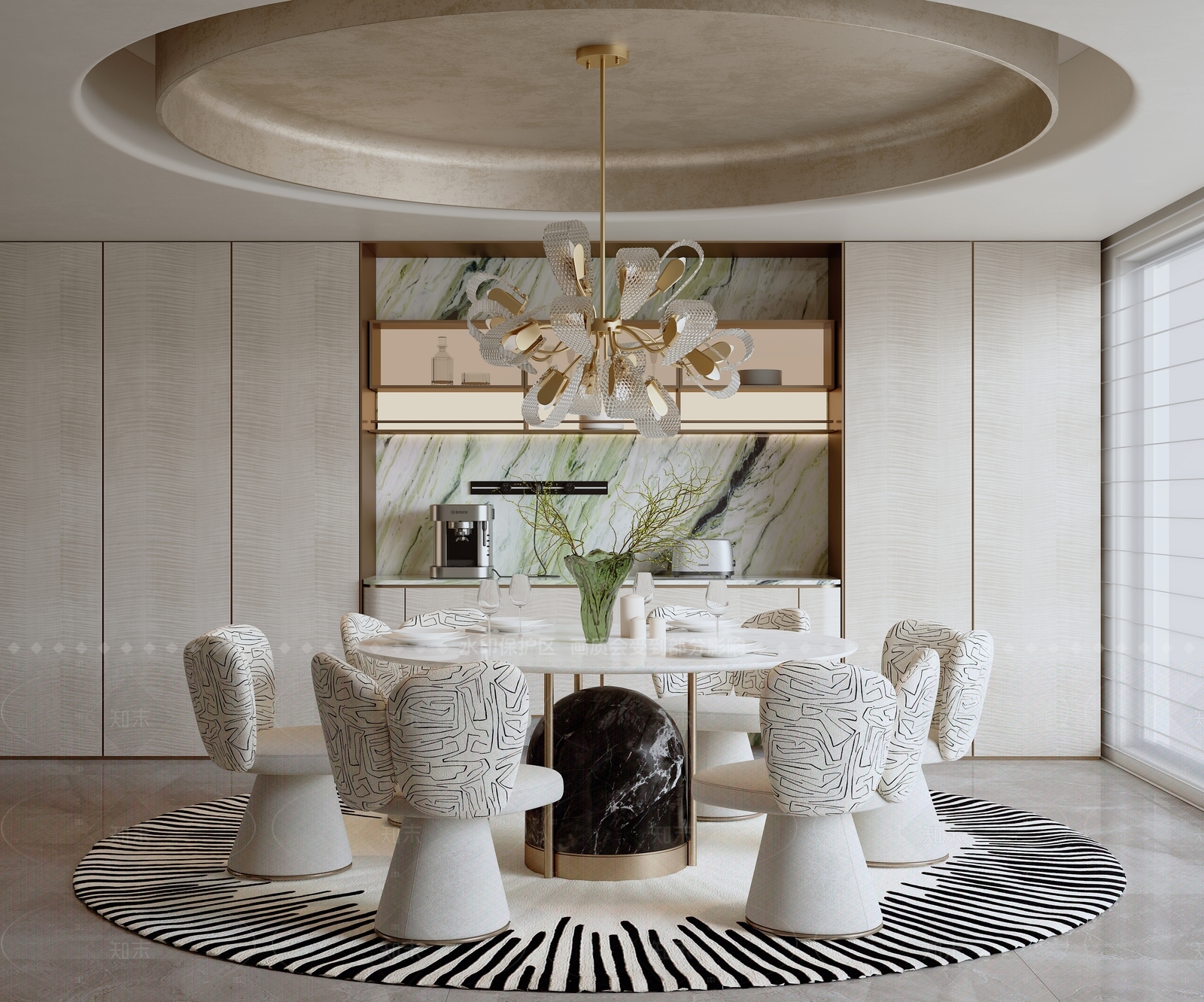 轻奢家居餐厅SU模型下载【ID:1206687439】