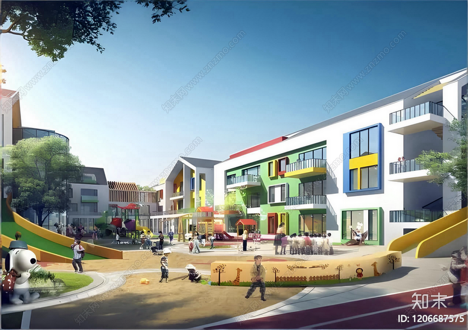 现代幼儿园建筑cad施工图下载【ID:1206687575】
