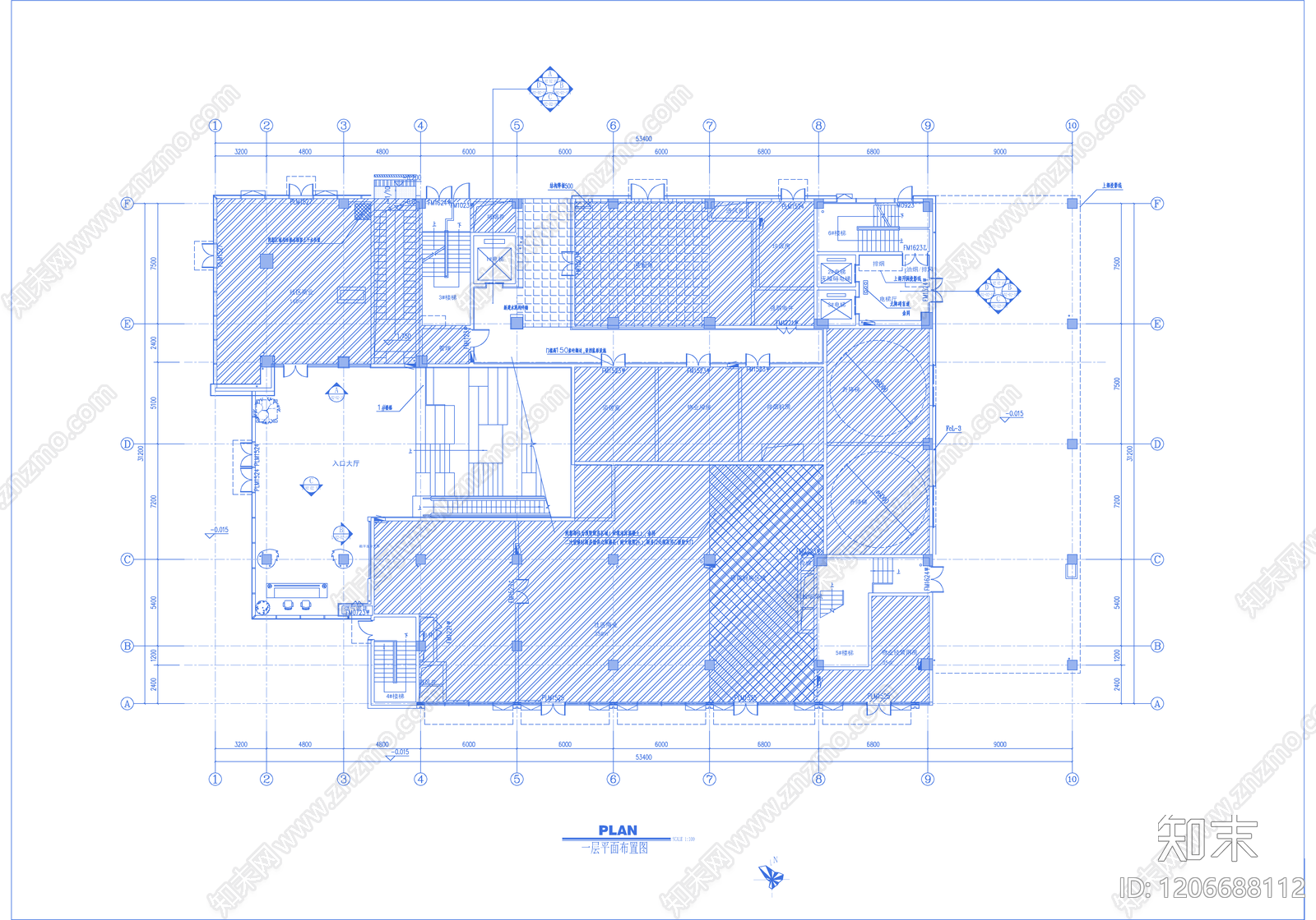 现代整体办公空间cad施工图下载【ID:1206688112】