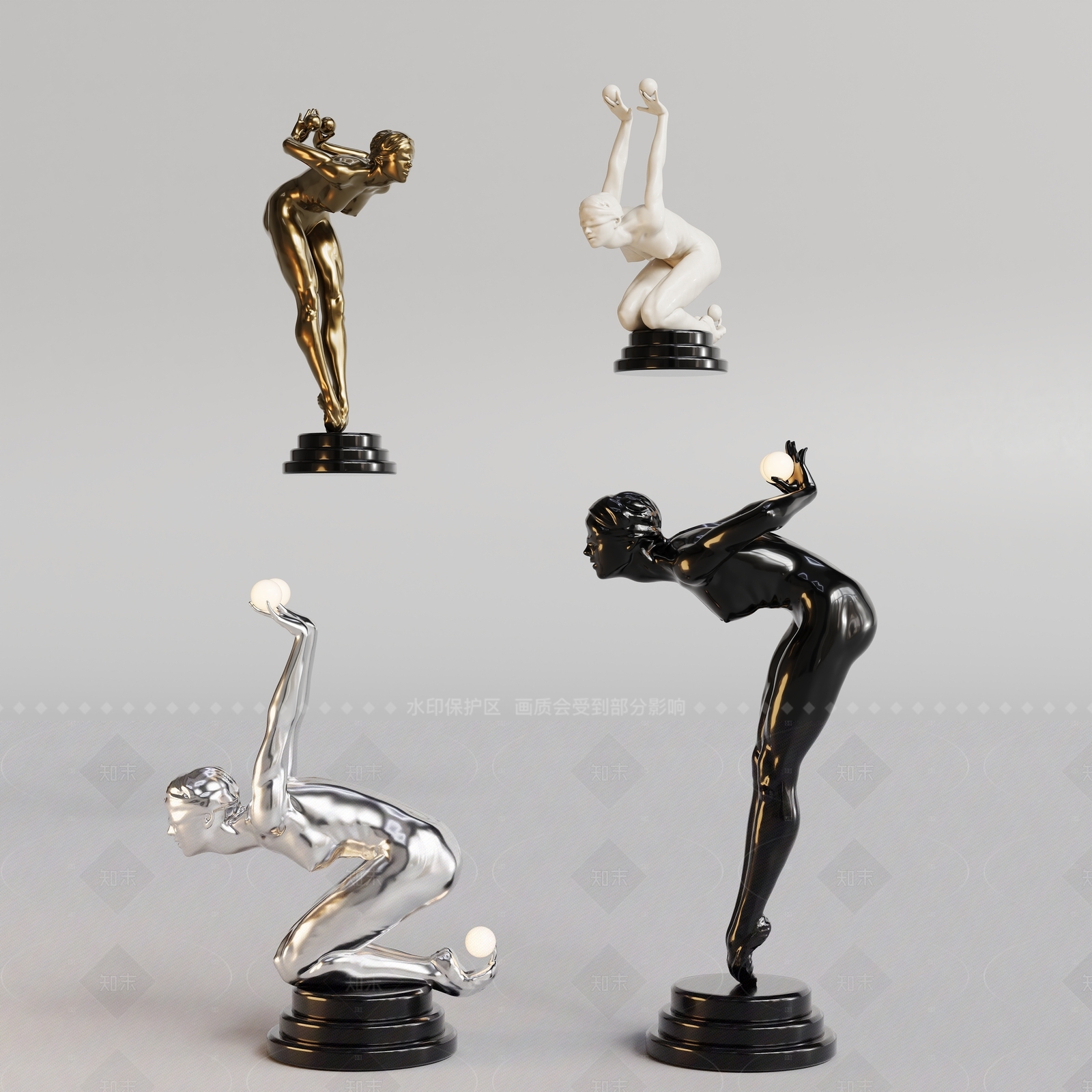 现代法式雕塑摆件SU模型下载【ID:1206688880】