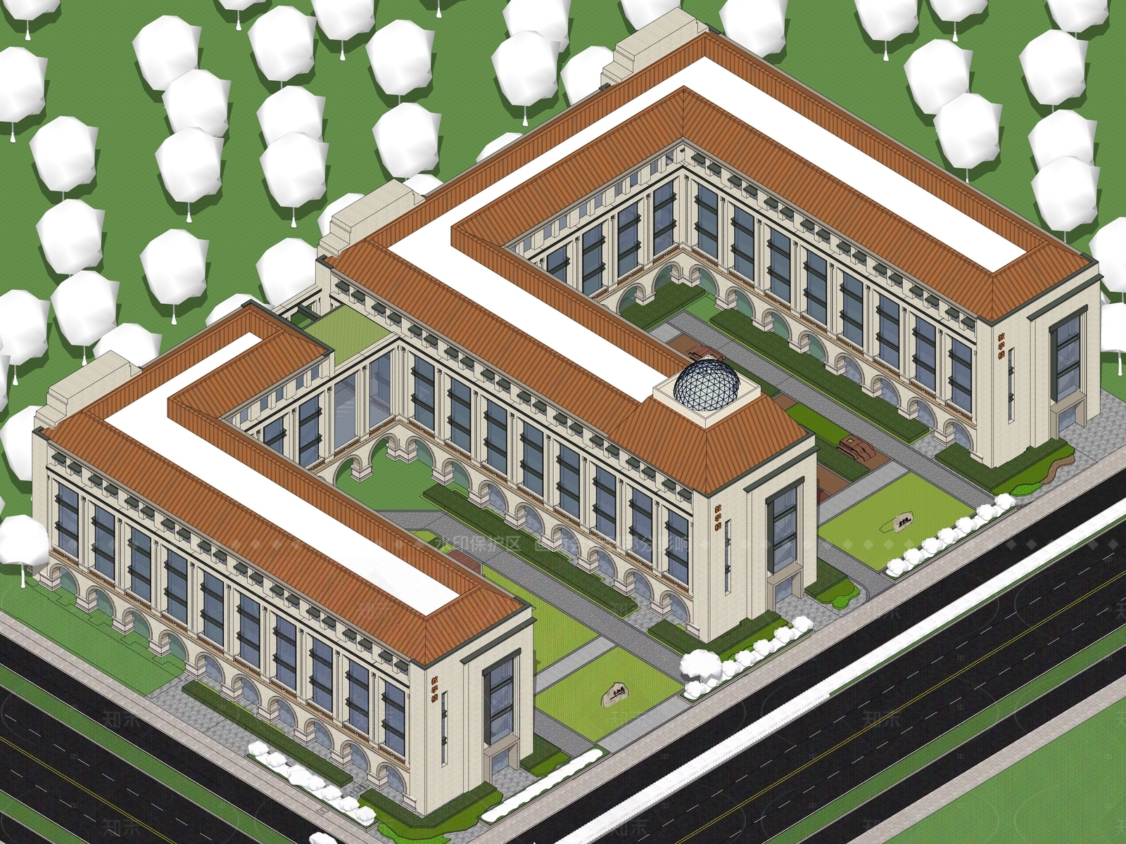 现代简约大学教学楼SU模型下载【ID:1206693075】