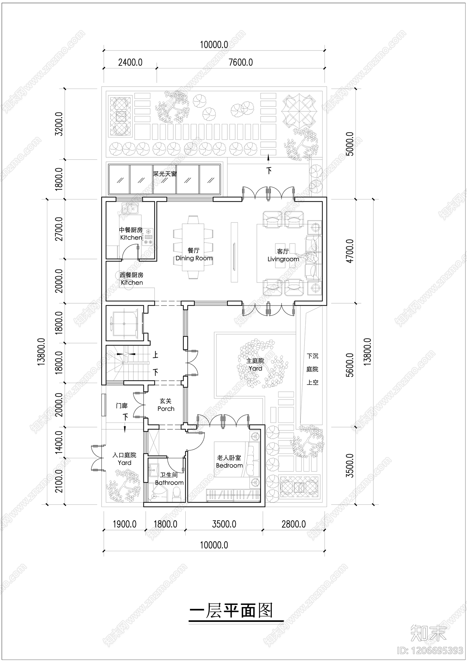 现代新中式别墅建筑施工图下载【ID:1206695393】